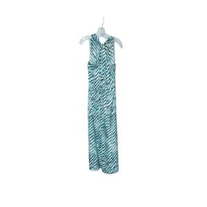 Worthington‎ Blue Tiger Stripe Cross Front Maxi Dress Size L